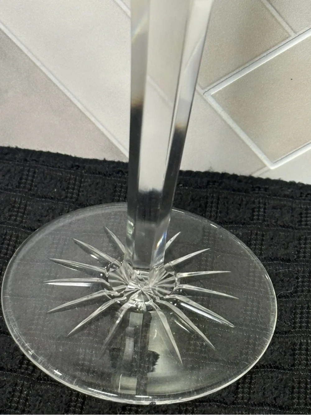 Bohemian Dark Amethyst / Red Cut to Clear Crystal Hock Wine Glass Goblet 8